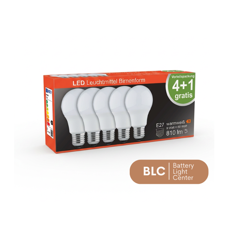 49233 | LED SMD Lampe Birnform 8 Watt | warmweiß | E27 | opal | 5er Packung